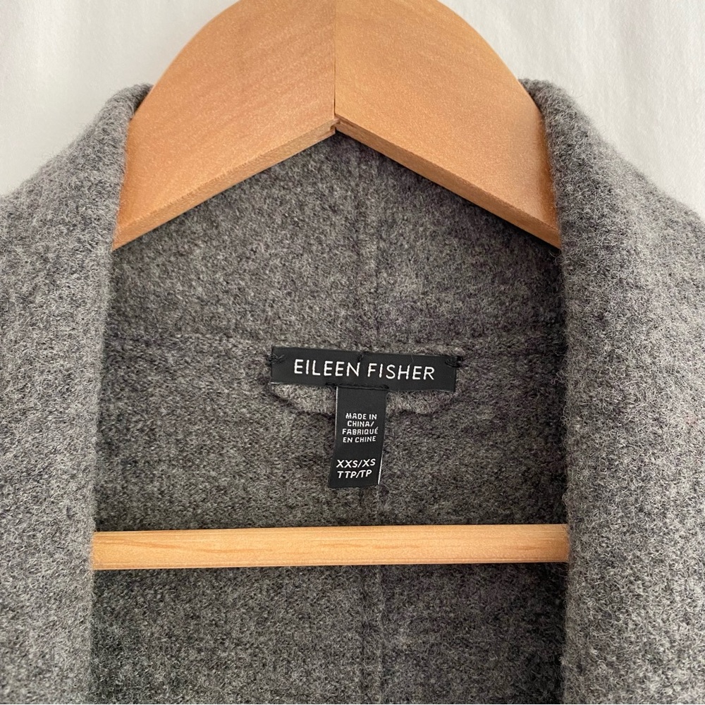 Eileen Fisher 100% Wool Grey Ombré Open Cardigan, Size XXS/XS - Picture 6 of 8